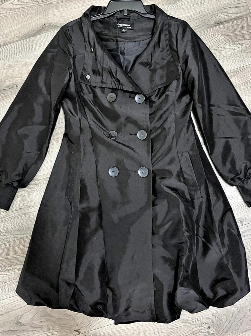 CoffeeShop Black Double-Breasted Trench Coat Like New